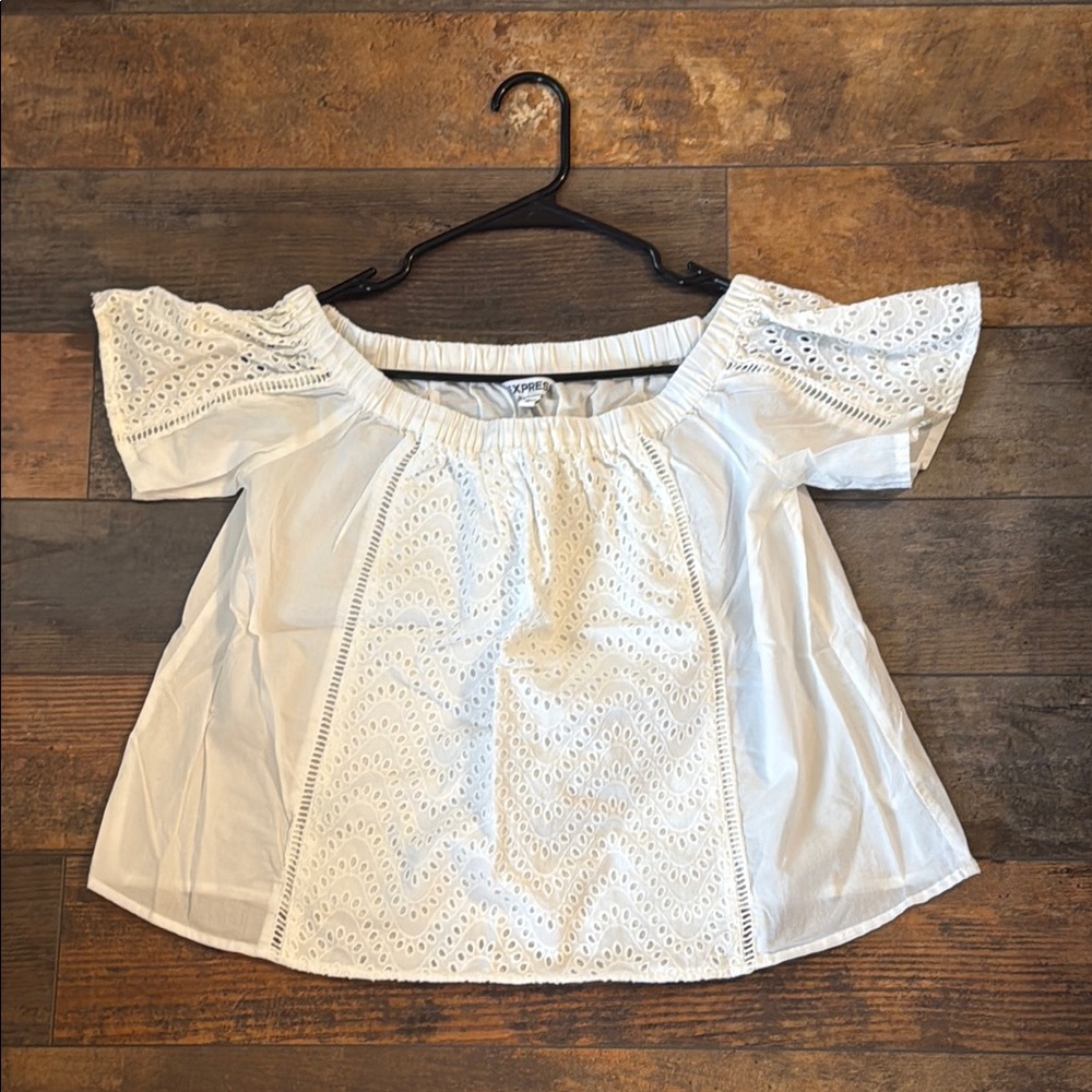 White Eyelet Off-Shoulder Top